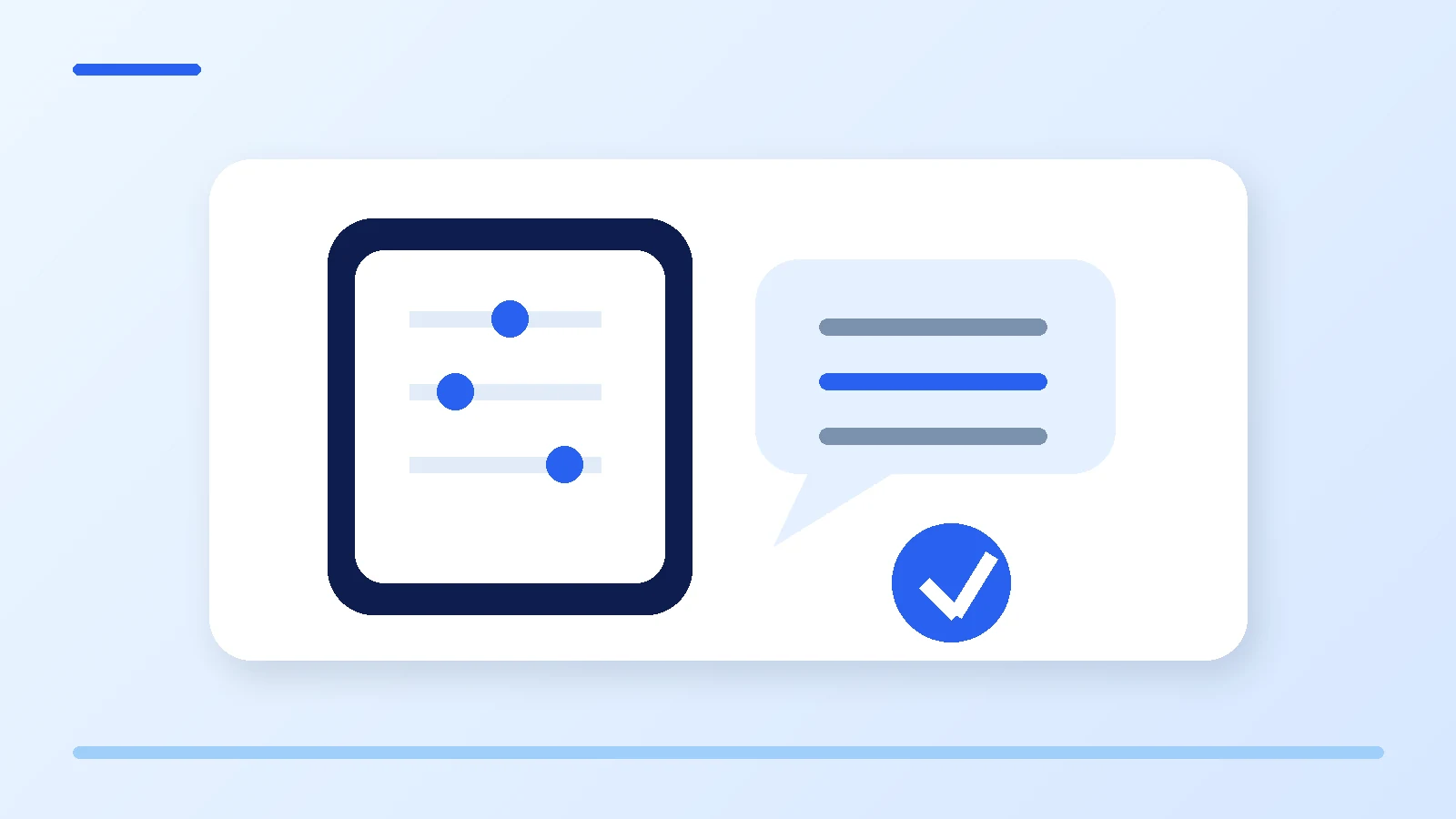 Illustrazione di uno smartphone con controlli di feedback e un segno di conferma