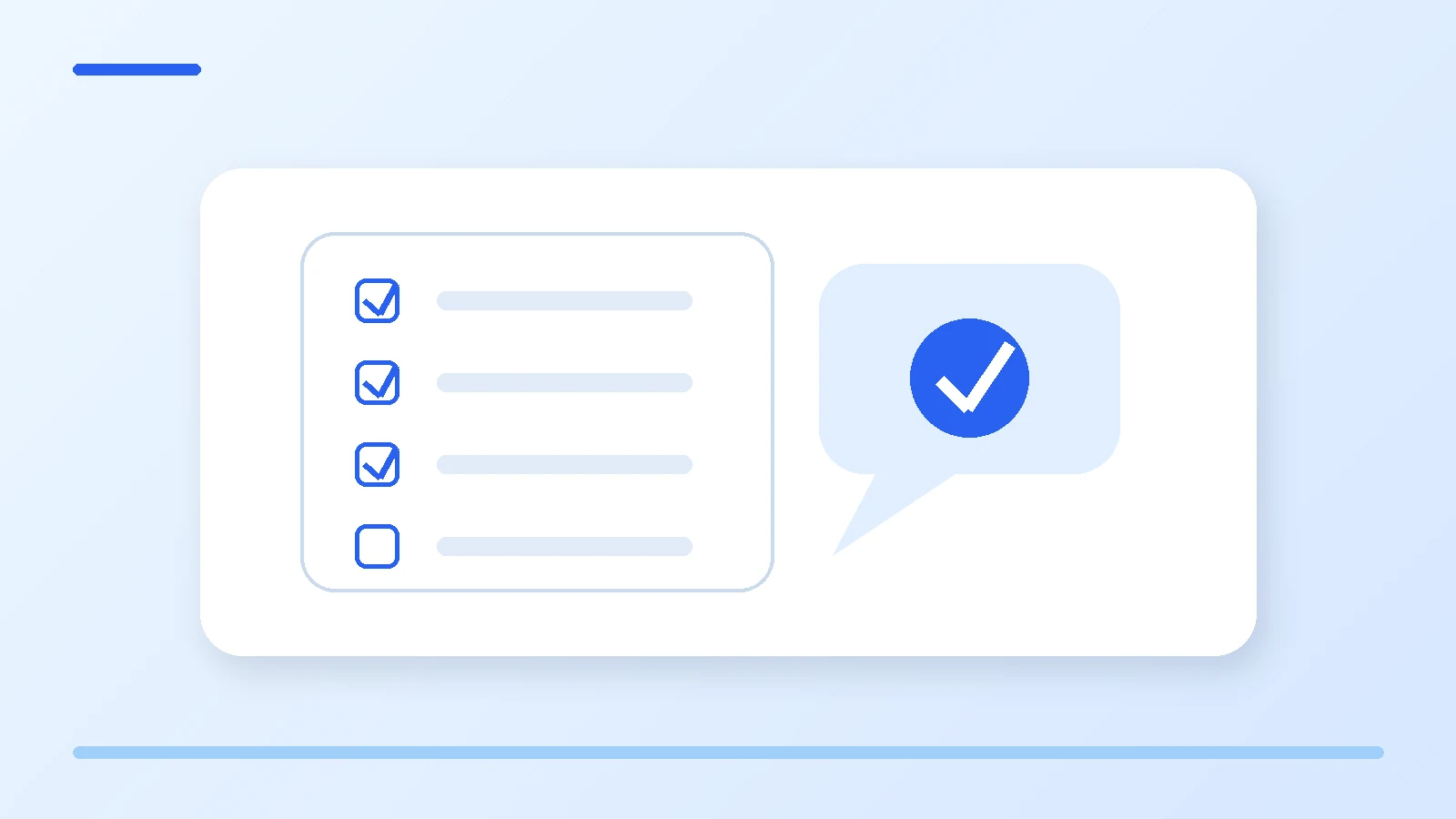Illustrazione di una checklist e di un messaggio di feedback verificato
